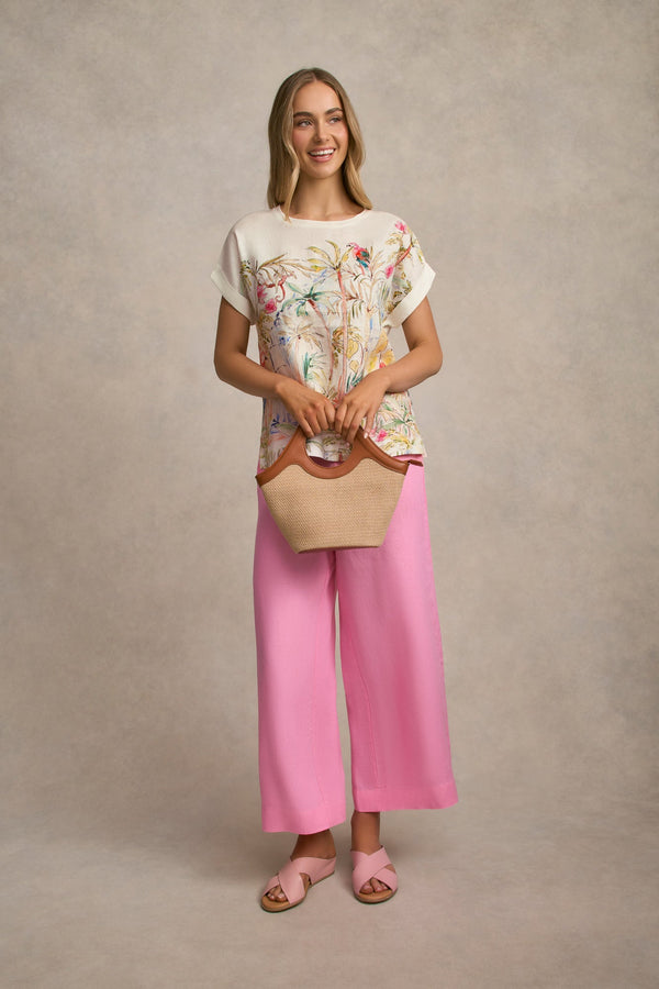 Printed Linen Mix Top - Jungle Print