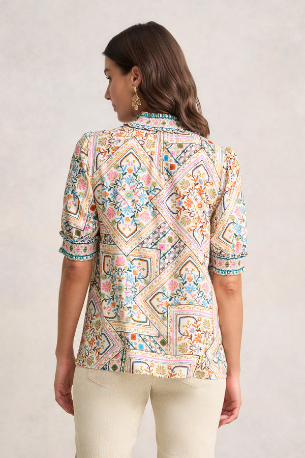 Rayon Blouse - Tile Print