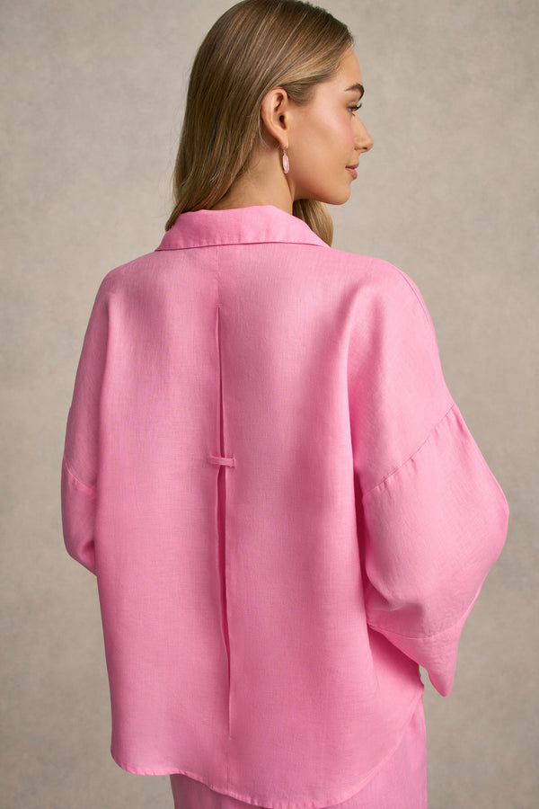 French Linen Resort Shirt - Bubblegum