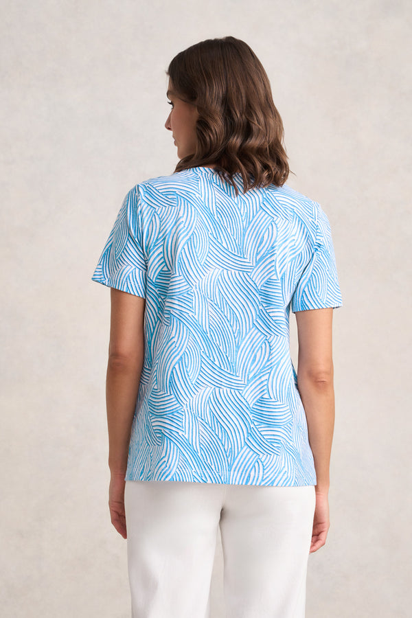 Organic Cotton Slub T-Shirt - Linear Curve Print