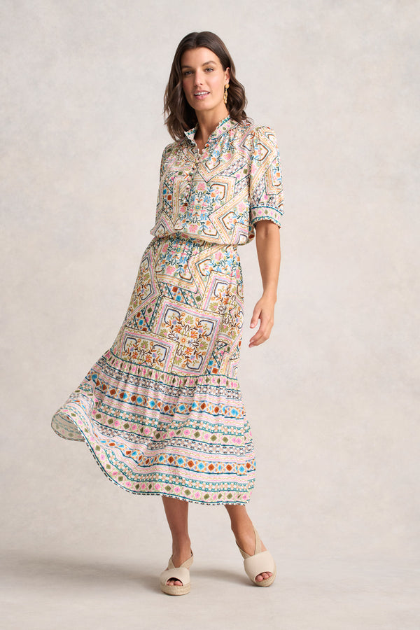 Tier Skirt - Tile Print