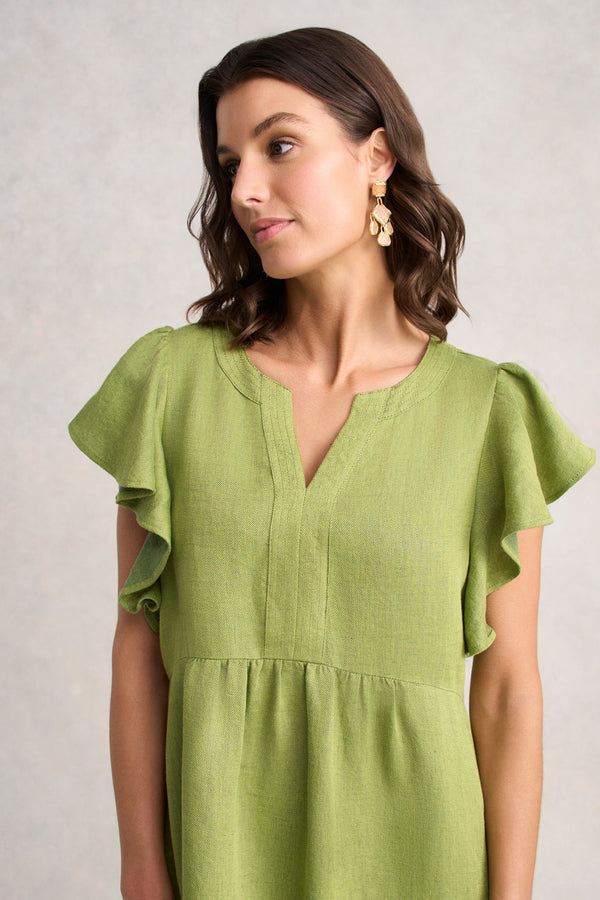 Flutter Sleeve Dress - Citrus Cross Dye