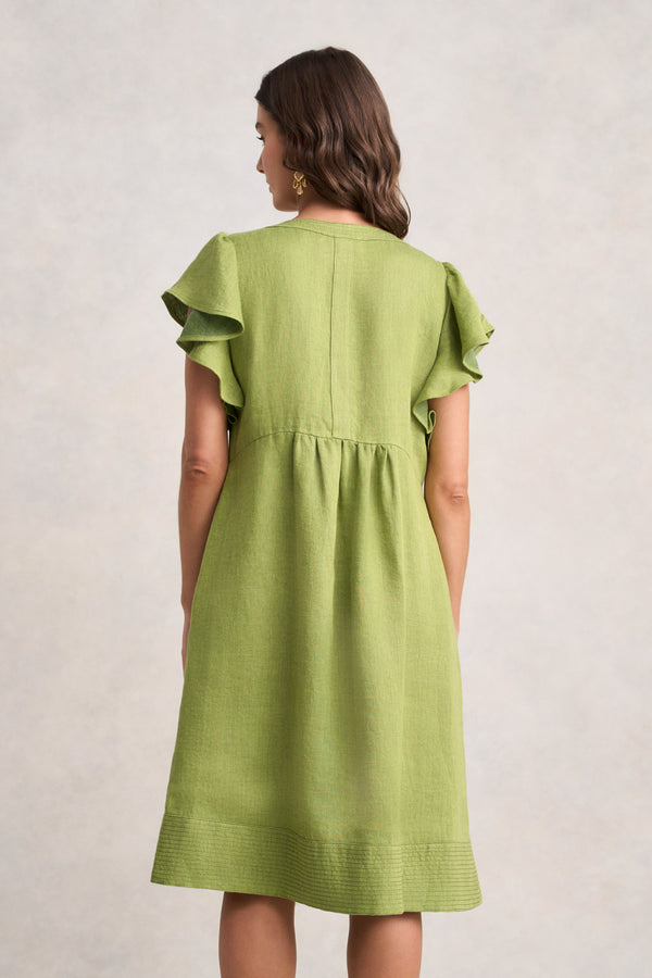 Flutter Sleeve Dress - Citrus Cross Dye