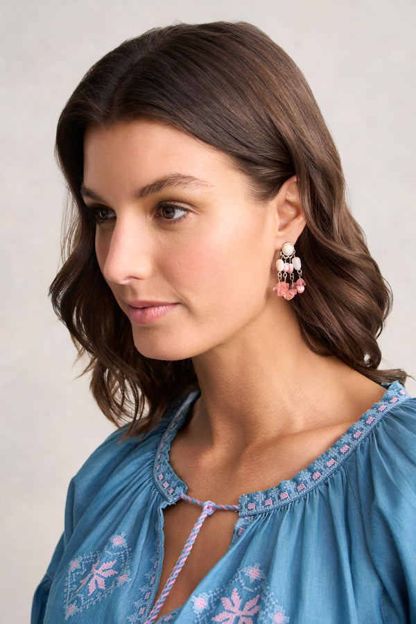 Mixed Bead Earrings - Pink