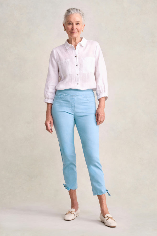 Bengajean Ankle Length Tied-Cuff - Dusty Blue