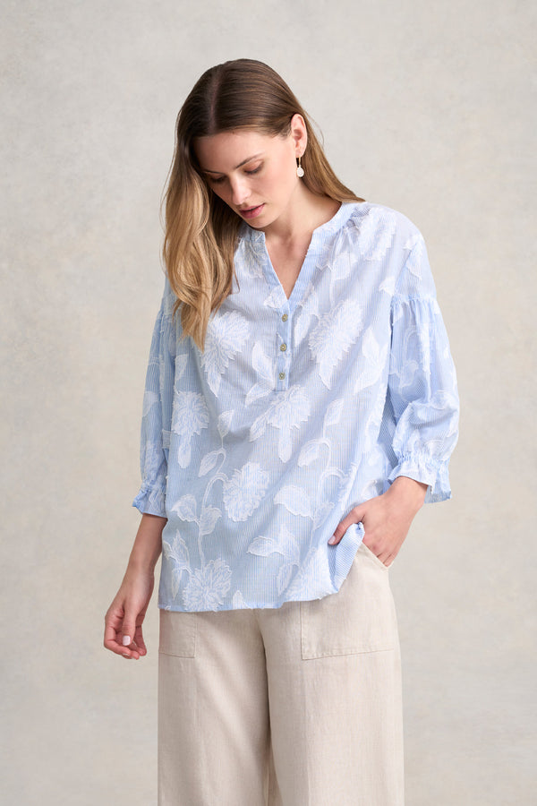 Floral Jacquard Blouse - Floral Jacquard