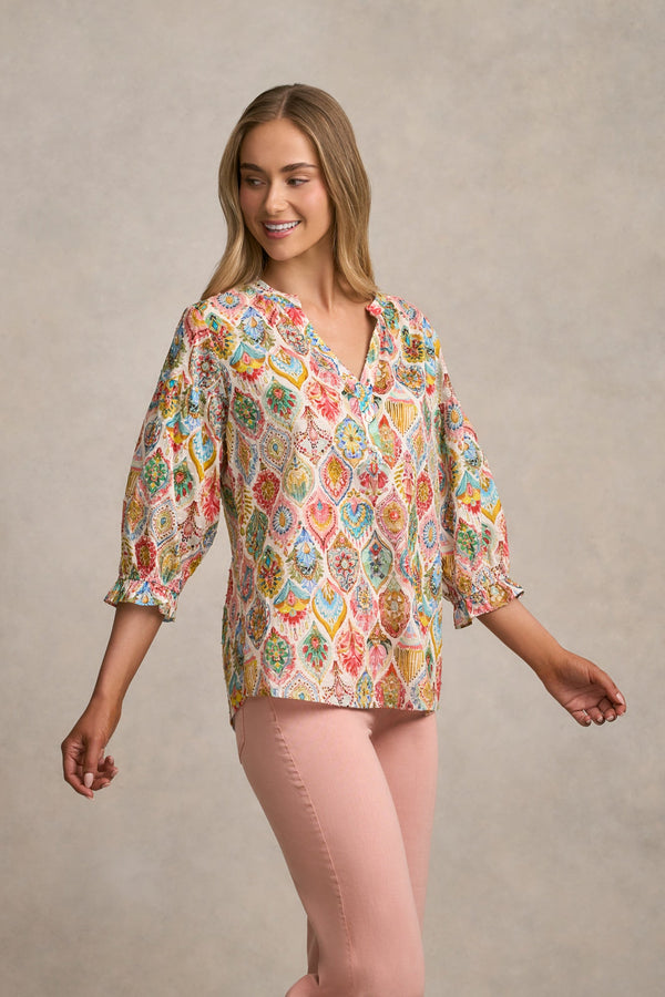 Cotton Dobby Blouse - Pink Nouveau