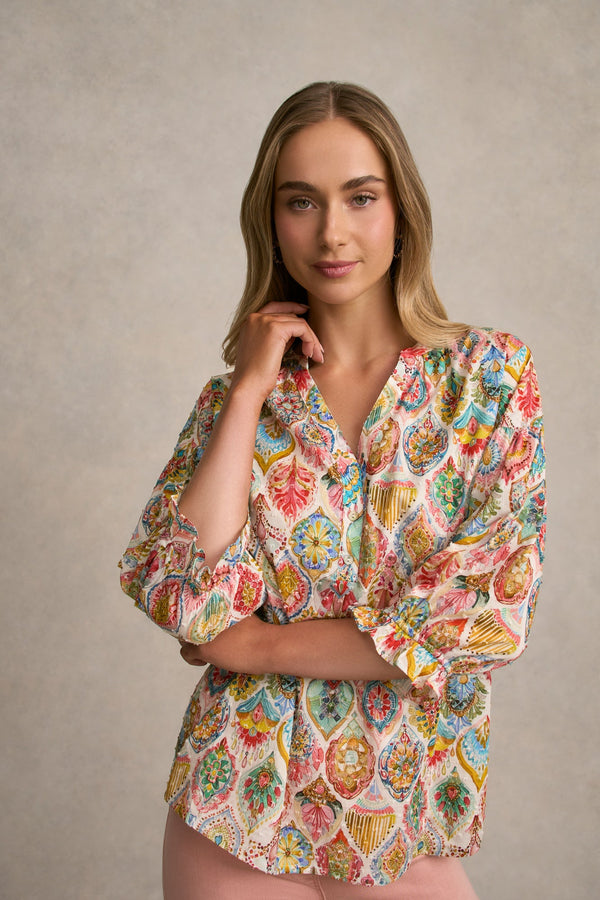 Cotton Dobby Blouse - Pink Nouveau