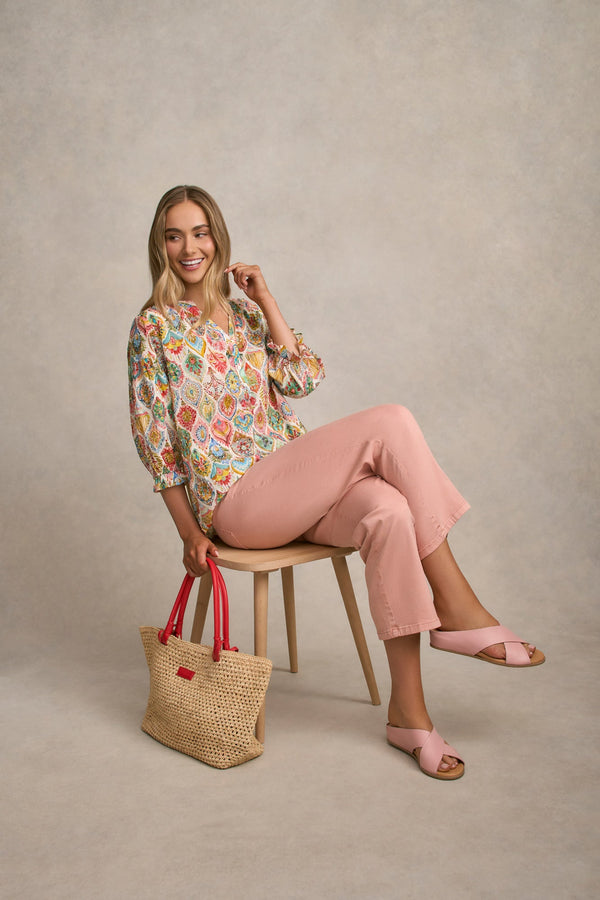 Cotton Dobby Blouse - Pink Nouveau