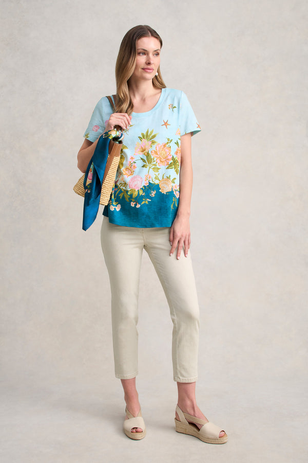 Printed Cotton T-Shirt - Shell Print