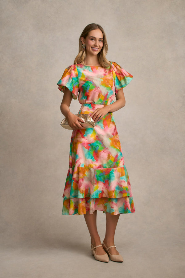 Tiered Skirt - Abstract Print