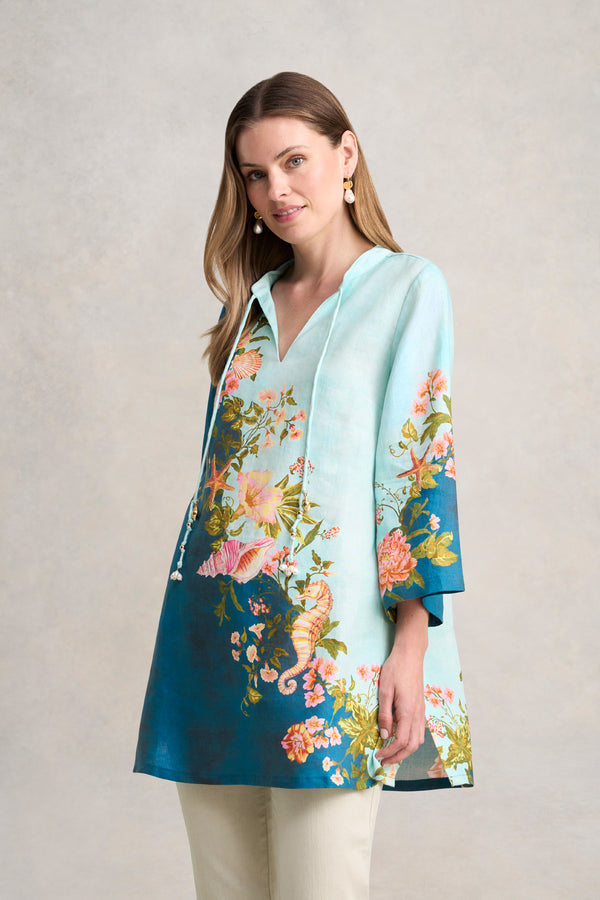 Border Placement Kaftan - Shell Print