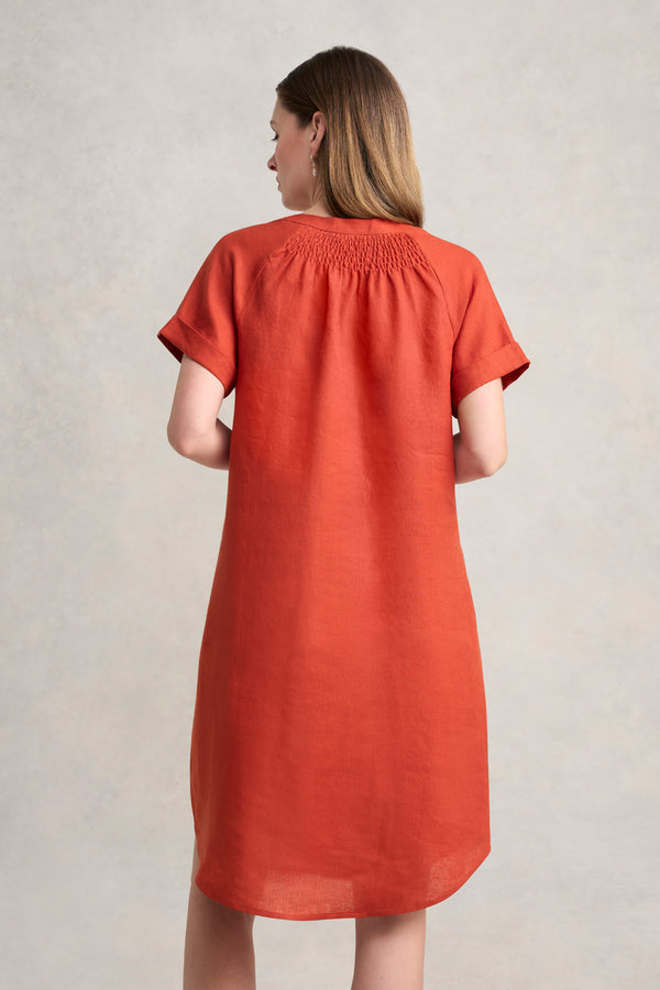 Gathered Neck Dress - Burnt Orange