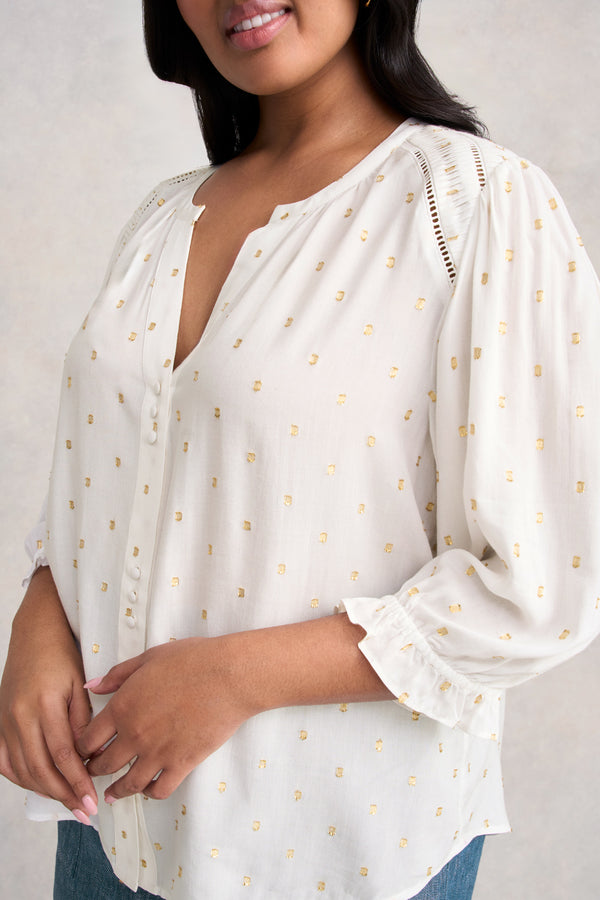 Lurex Diamond Blouse - Cream