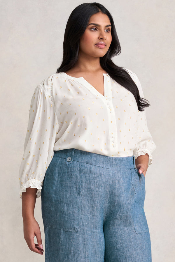 Lurex Diamond Blouse - Cream