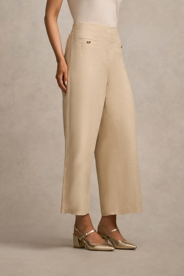 Wide Leg 7/8 Pant - Natural Cross Dye
