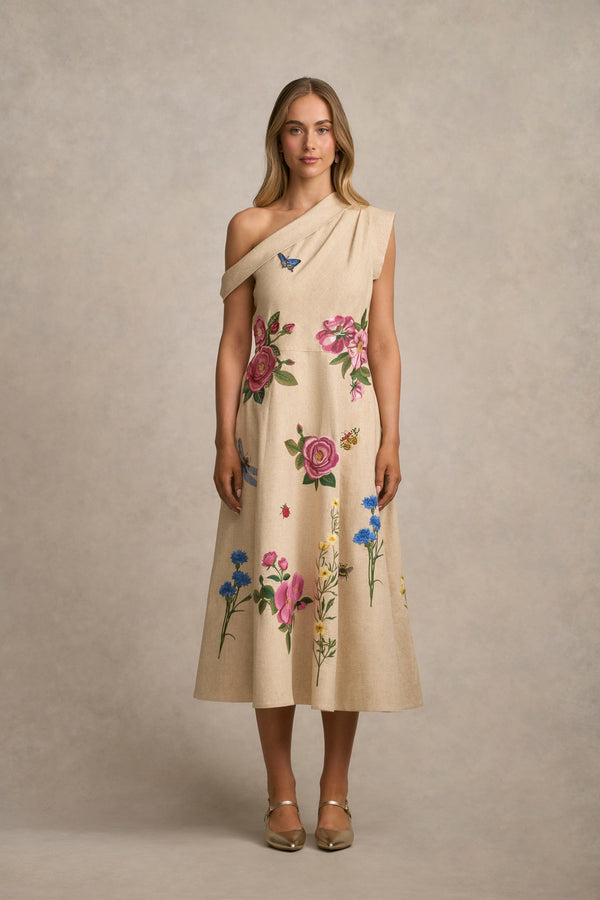 Asymmetric Fit & Flare Dress - Spring Embroidery