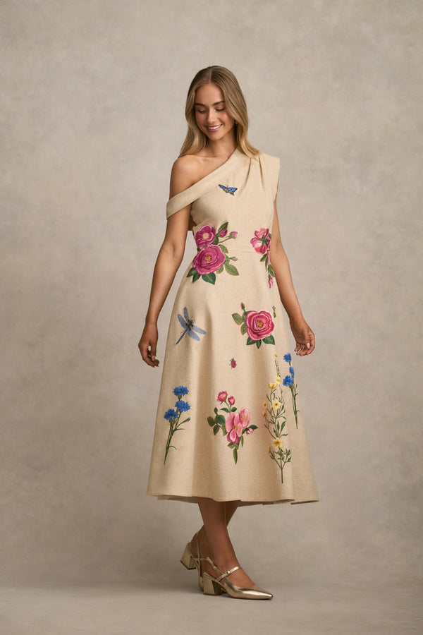 Asymmetric Fit & Flare Dress - Spring Embroidery