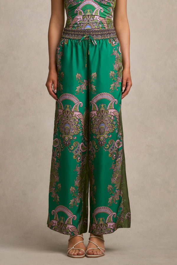 Printed Silk Pant - Jade Paisley Print