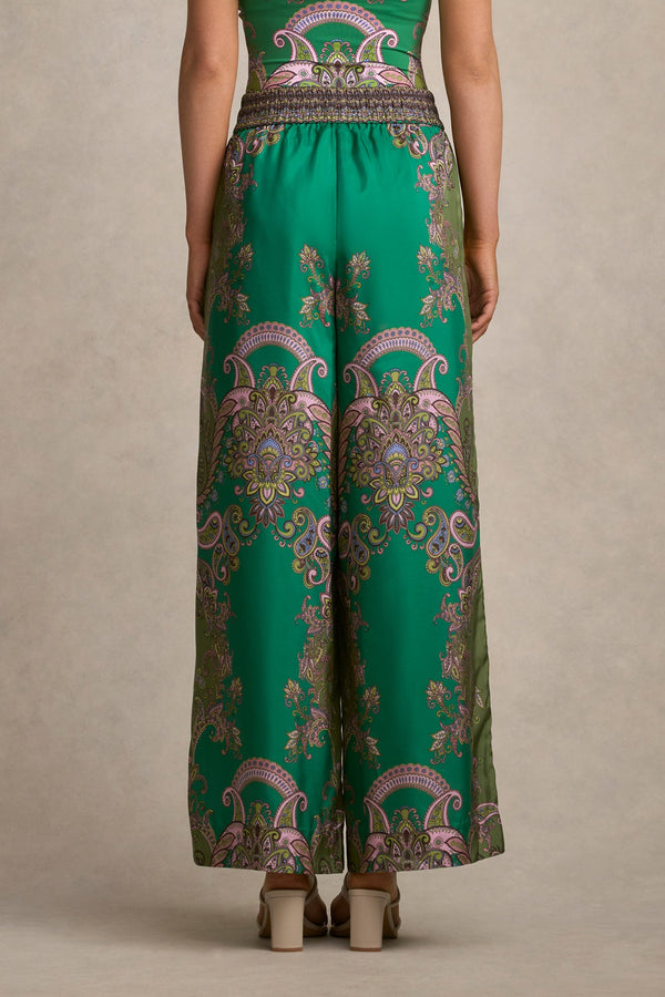 Printed Silk Pant - Jade Paisley Print