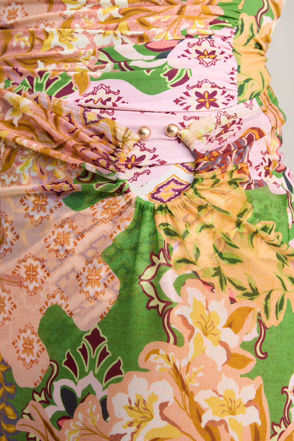 Mesh Skirt - Patch Floral Print