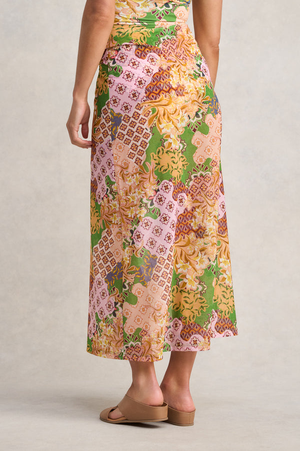 Mesh Skirt - Patch Floral Print