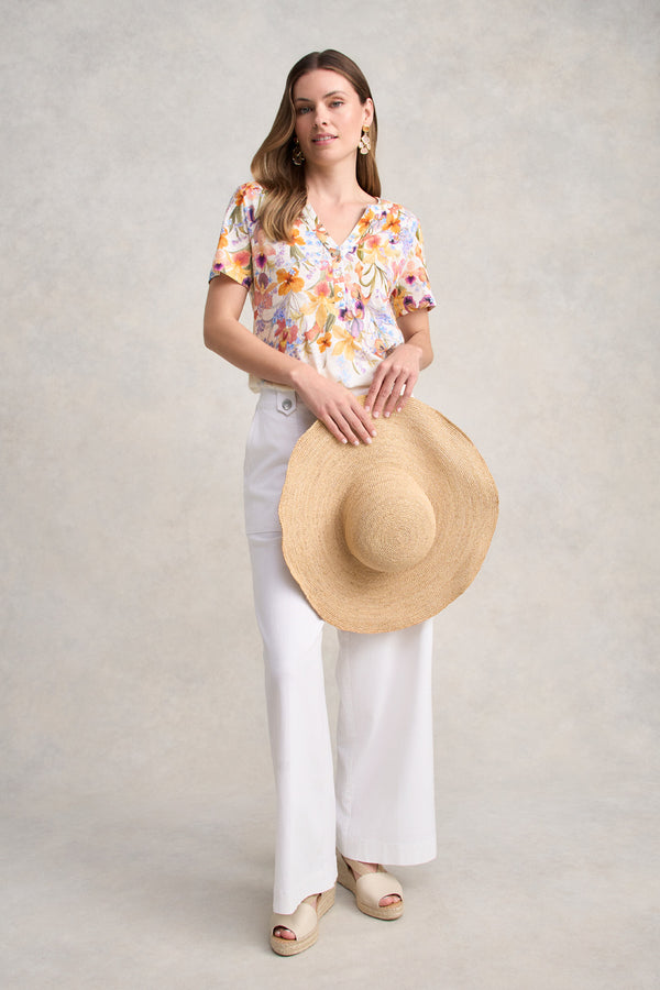 Notch Neck Tee - Fleur Print