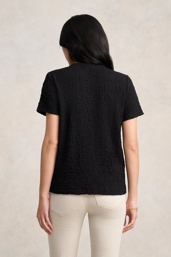 Crinkle Cotton T-Shirt - Black