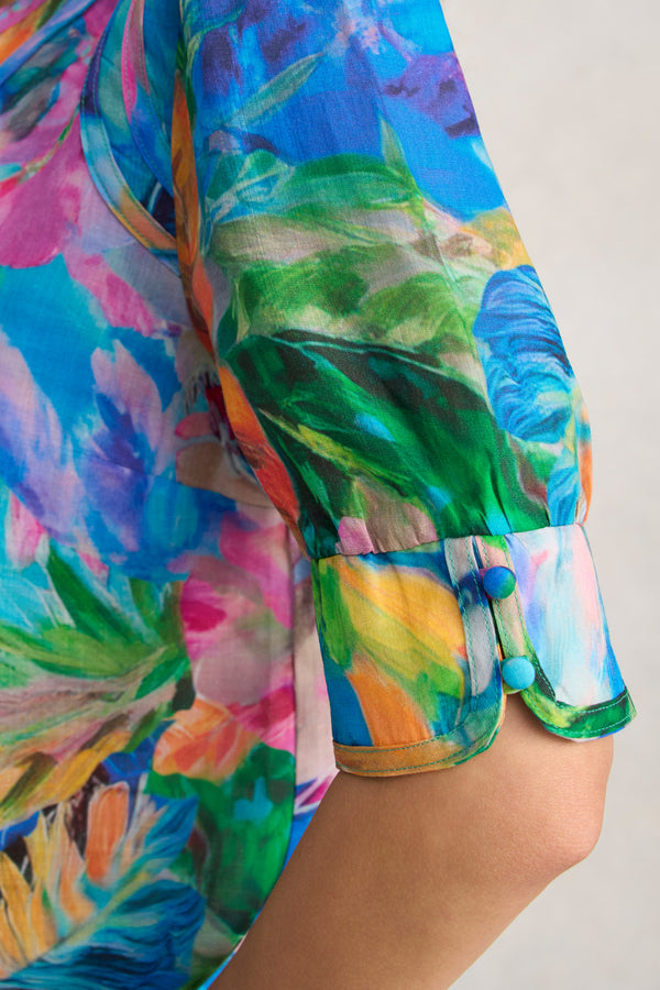 Panelled Blouse - Vibrant Palm Print