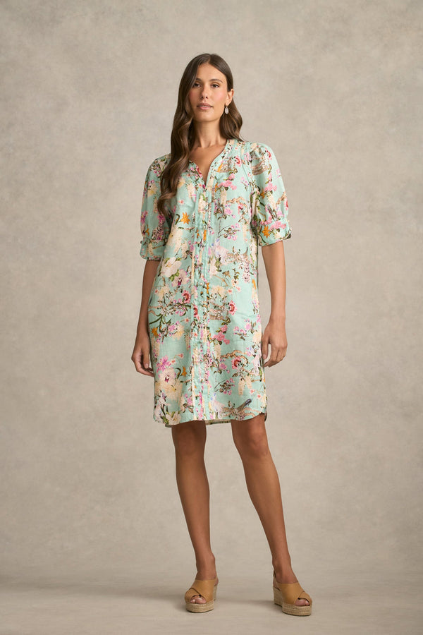 Panelled Shift Dress - Orchid Print