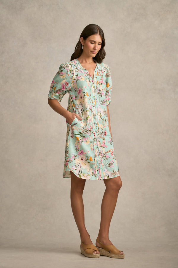 Panelled Shift Dress - Orchid Print