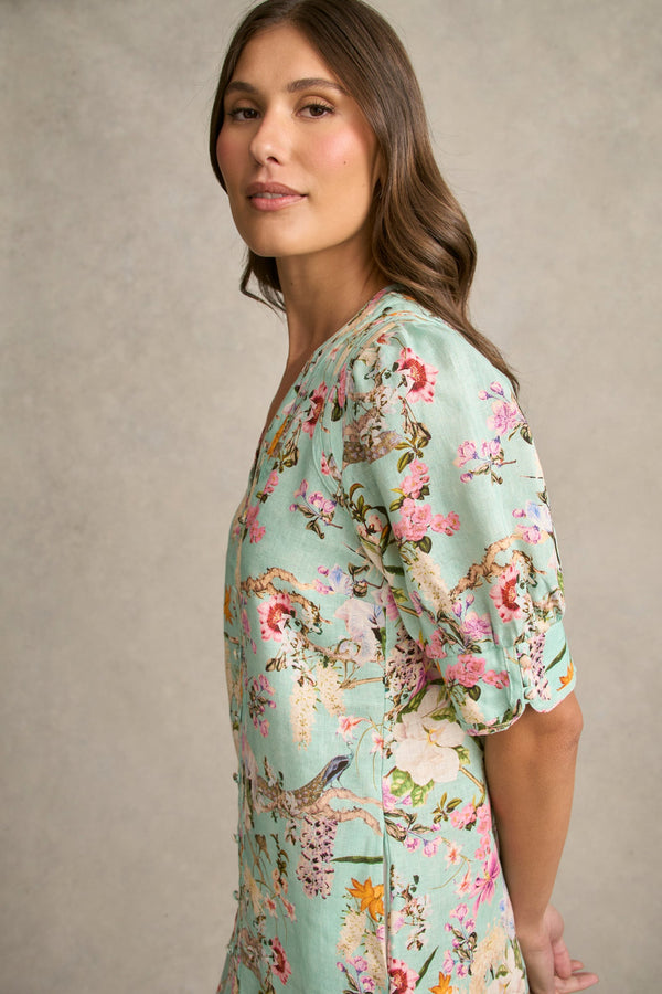 Panelled Shift Dress - Orchid Print