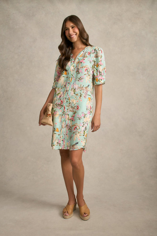 Panelled Shift Dress - Orchid Print