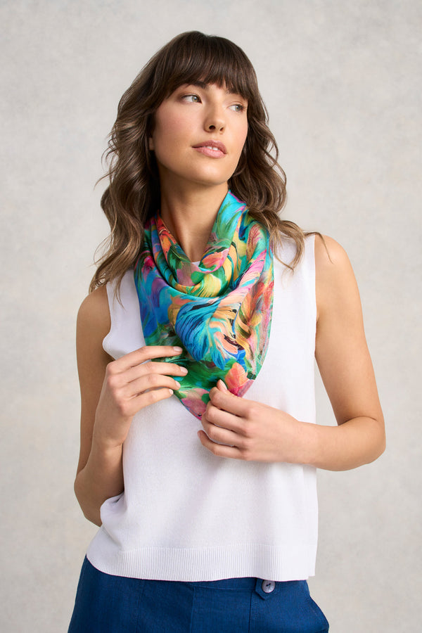 Vibrant Palm Scarf Square - Multicolour