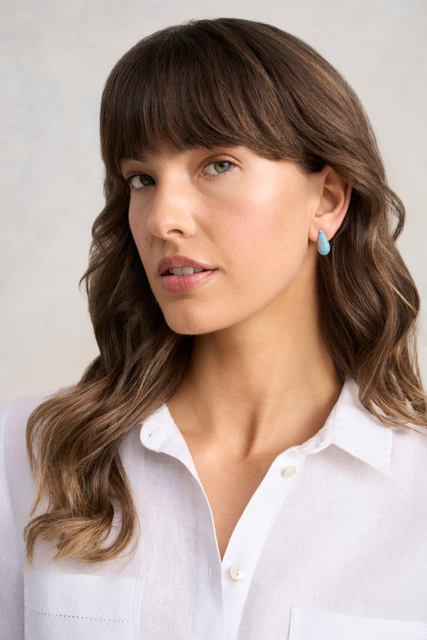 Beaded Tear Drop Studs - Aqua