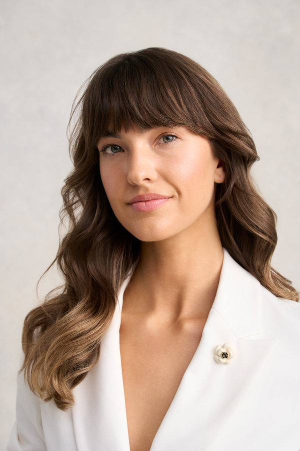 Enamel Floral Brooch - White