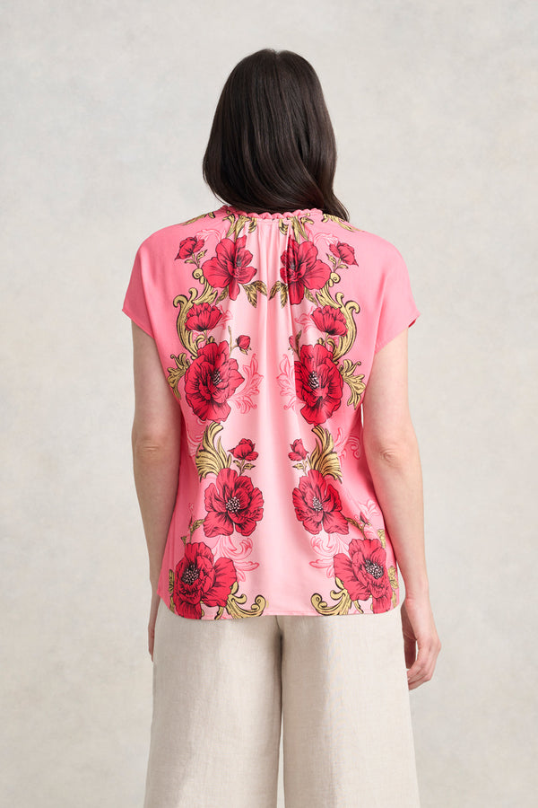 Twist Detail Top - Sunset Glow Print