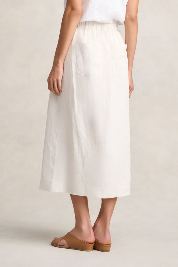 Linen Braid Detail Skirt - Egret