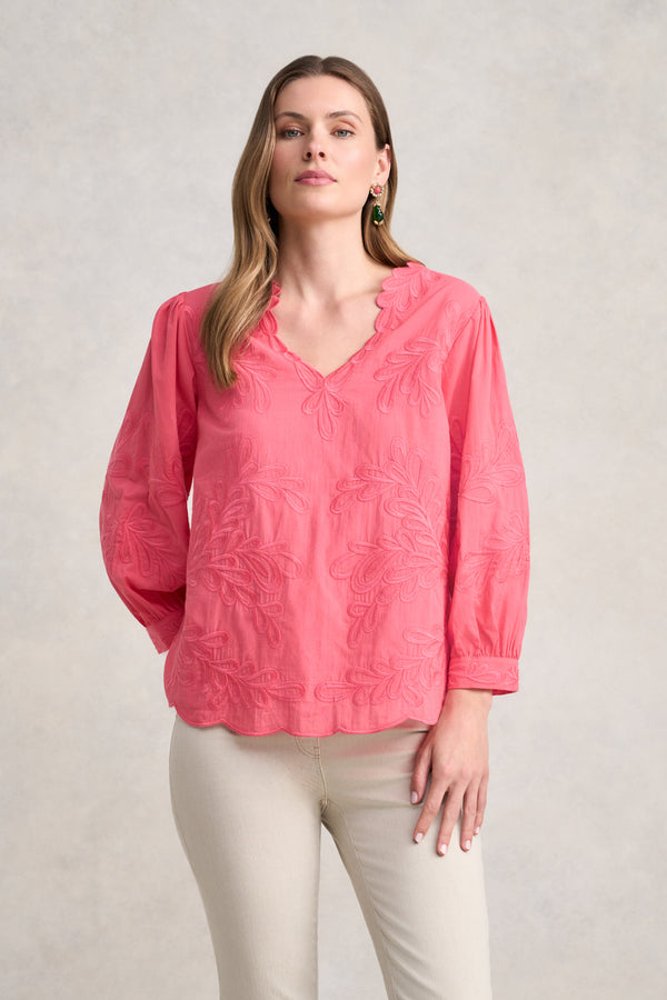 Embroidered Cotton Blouse - Camellia Rose