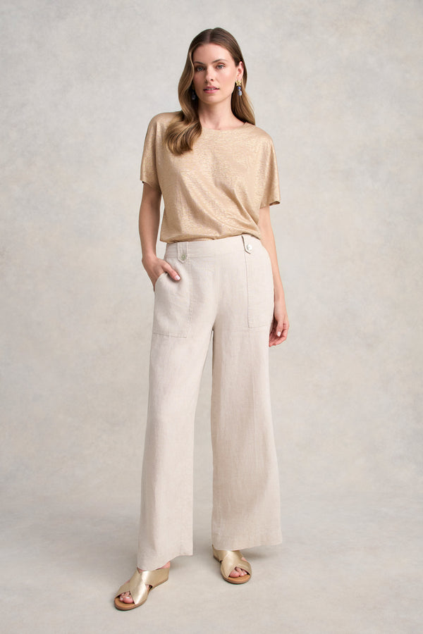 Gold Foil Linen Tee - Soft Gold