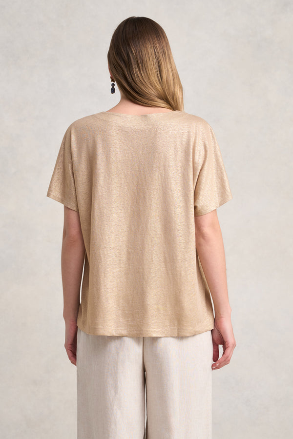 Gold Foil Linen Tee - Soft Gold