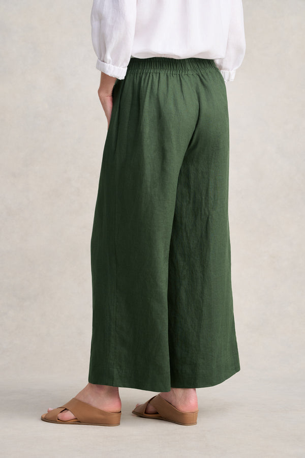 7/8th French Linen Pant - Dark Khaki