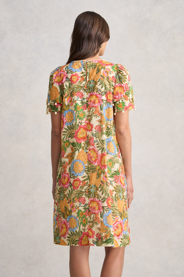 Clipped Cotton Dress - Tropical Print