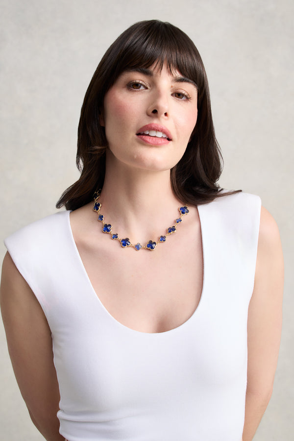 Short Clover Necklace - Blue