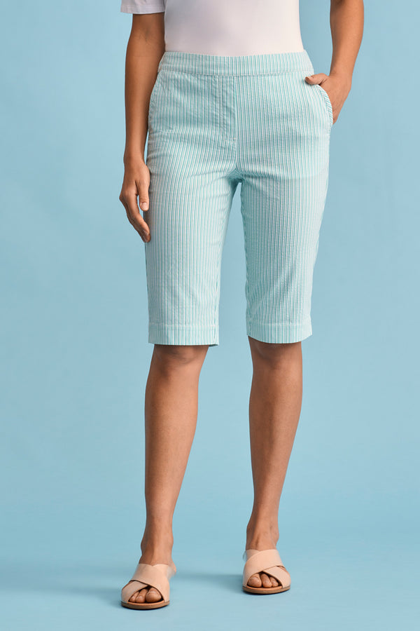 Seersucker Stripe Short - Turquoise Stripe