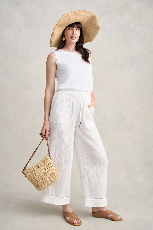 Cheesecloth Resort Pant - White