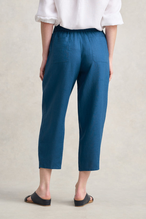Linen Crop Pant - Midnight