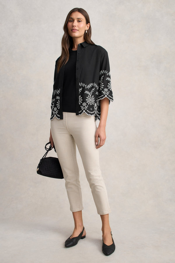 Cotton Broderie Shirt - Black