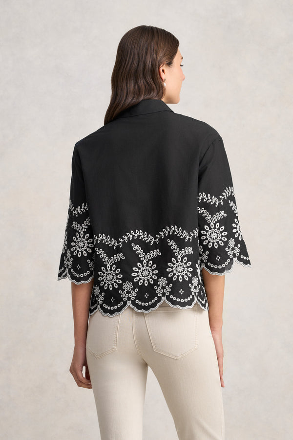 Cotton Broderie Shirt - Black