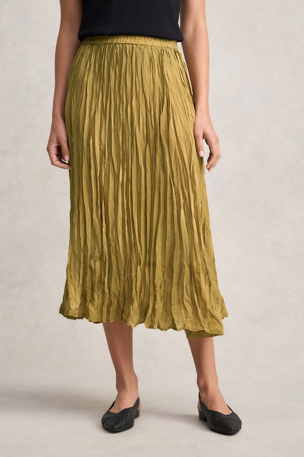 Crushed Midi Skirt - Bronze